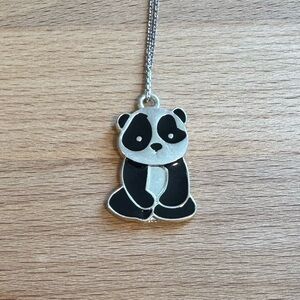 Black & Silver Colored Panda Necklace - 15" long chain & 1" Panda Pendant